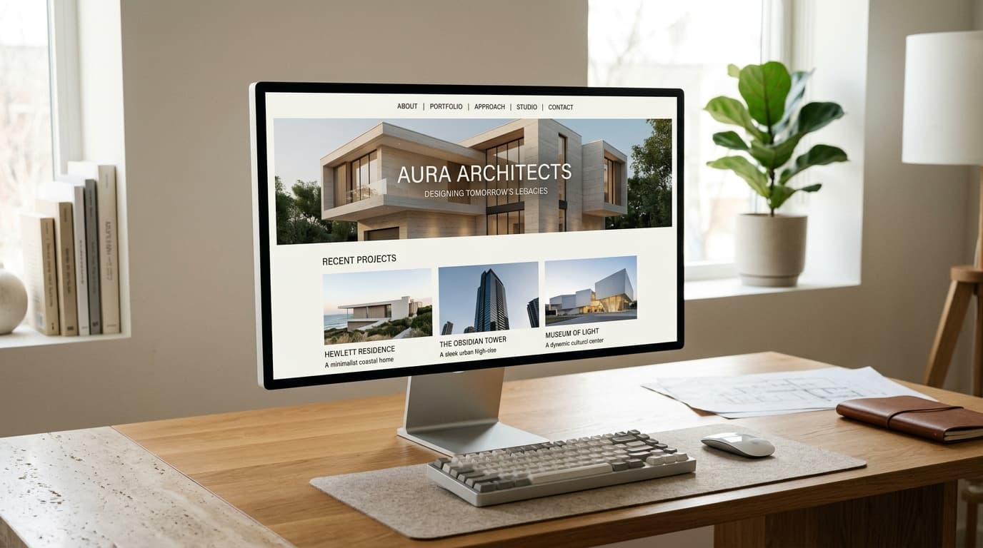 Tampilan website widescreen di layar monitor PC desktop